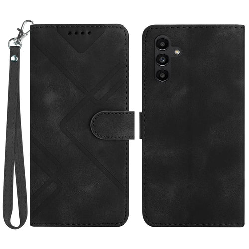 YX0040 For Samsung Galaxy A24 4G (162.1 x 77.6 x 8.3mm) Phone Case Imprinted PU Leather Stand Wallet Phone Cover - Black - 1