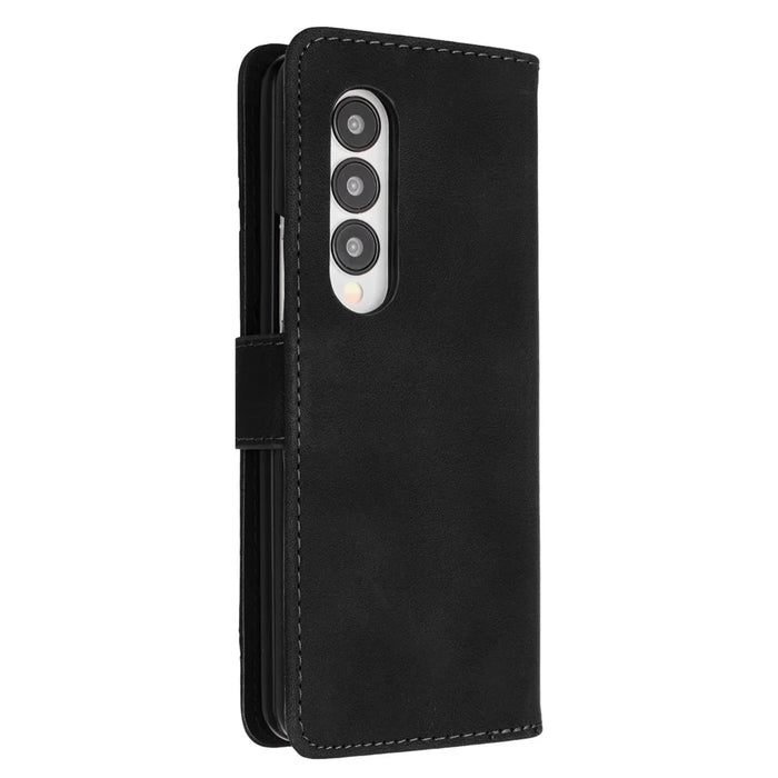 YX0040 For Samsung Galaxy Z Fold4 5G PU Leather+PC Card Holder Case Imprinted Phone Cover - Black - 5