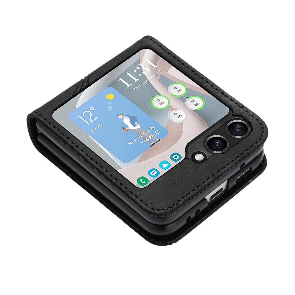 YX0030 For Samsung Galaxy Z Flip5 5G Imprinted PU Leather+PC Phone Case Ultra-Thin Shockproof Cover - Black - 4
