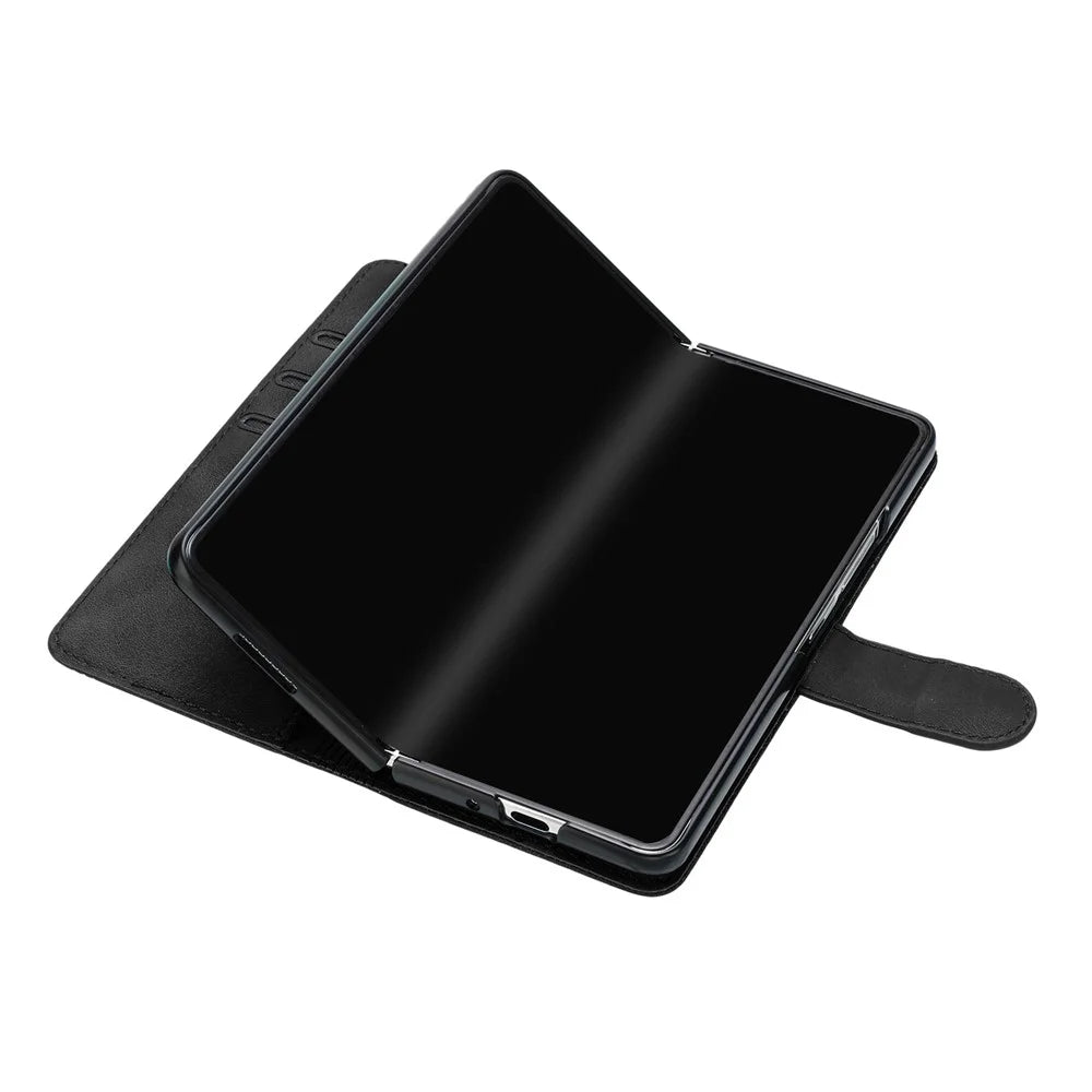 YX0030 For Samsung Galaxy Z Fold5 5G Card Slots Protective Phone Case PU Leather+PC Imprinted Cover - Black - 2