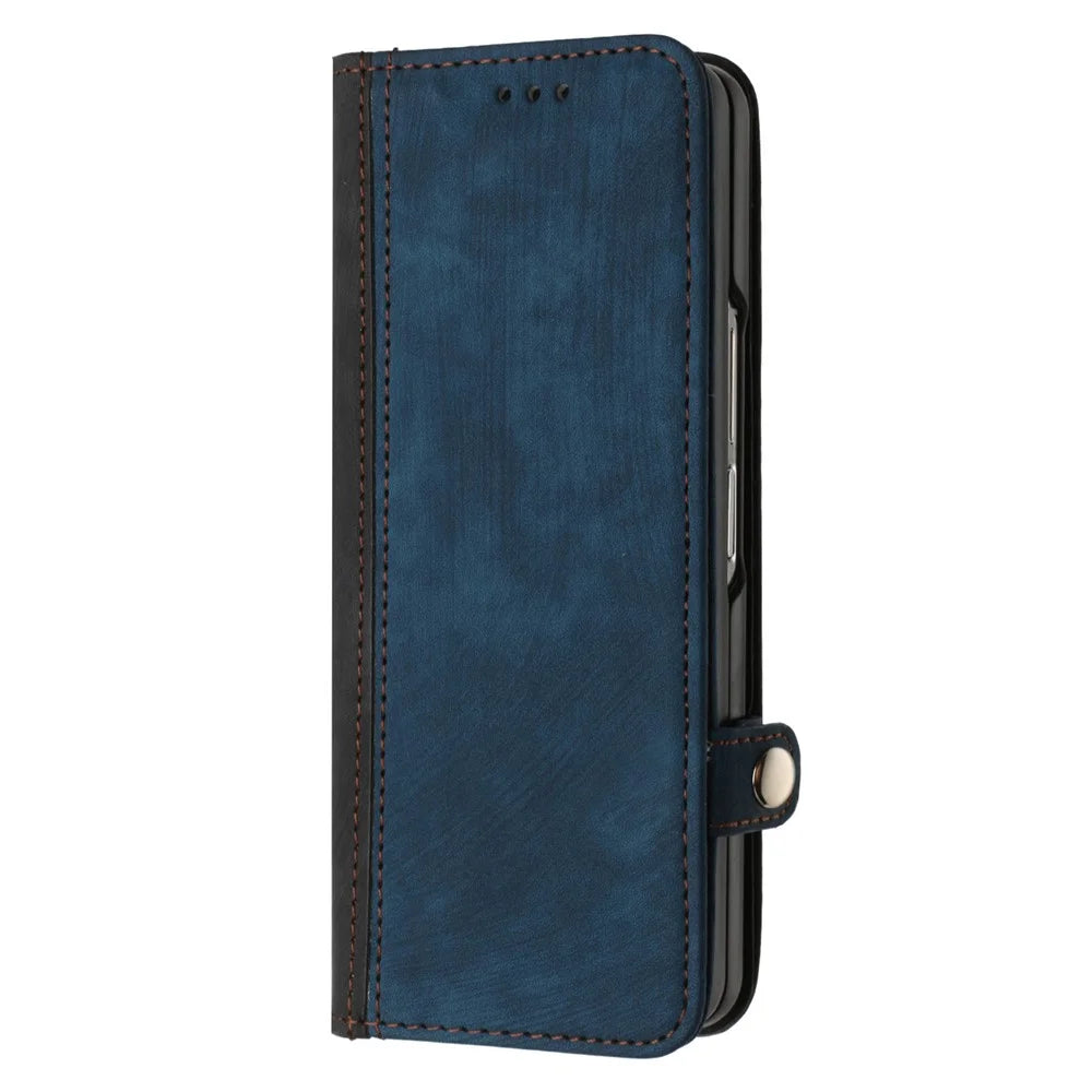 YX0020 For Samsung Galaxy Z Fold5 5G PU Leather+PC Phone Case Card Slots Shockproof Cover - Sapphire - 4