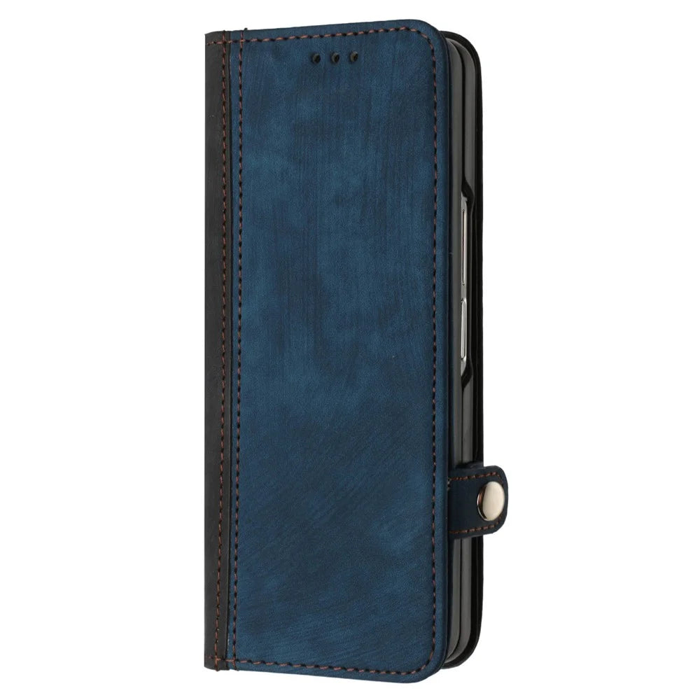 YX0020 For Samsung Galaxy Z Fold4 5G Card Holder Slots Phone Case PU Leather+PC Protective Cover - Sapphire - 4