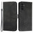 For Samsung Galaxy A24 4G (162.1mm) Phone Case with Strap Imprint PU Leather Wallet Stand Cover - Black - 1