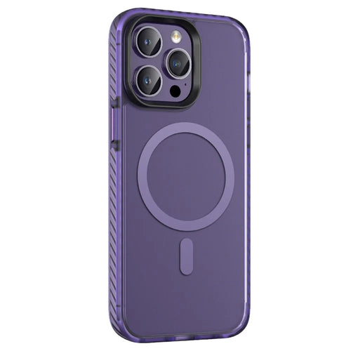 For iPhone 15 Pro Matte Phone Case Anti-Fingerprint PC+TPU Magnetic Cover Compatible with MagSafe - Purple - 1