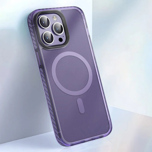 For iPhone 15 Pro Matte Phone Case Anti-Fingerprint PC+TPU Magnetic Cover Compatible with MagSafe - Purple - 2