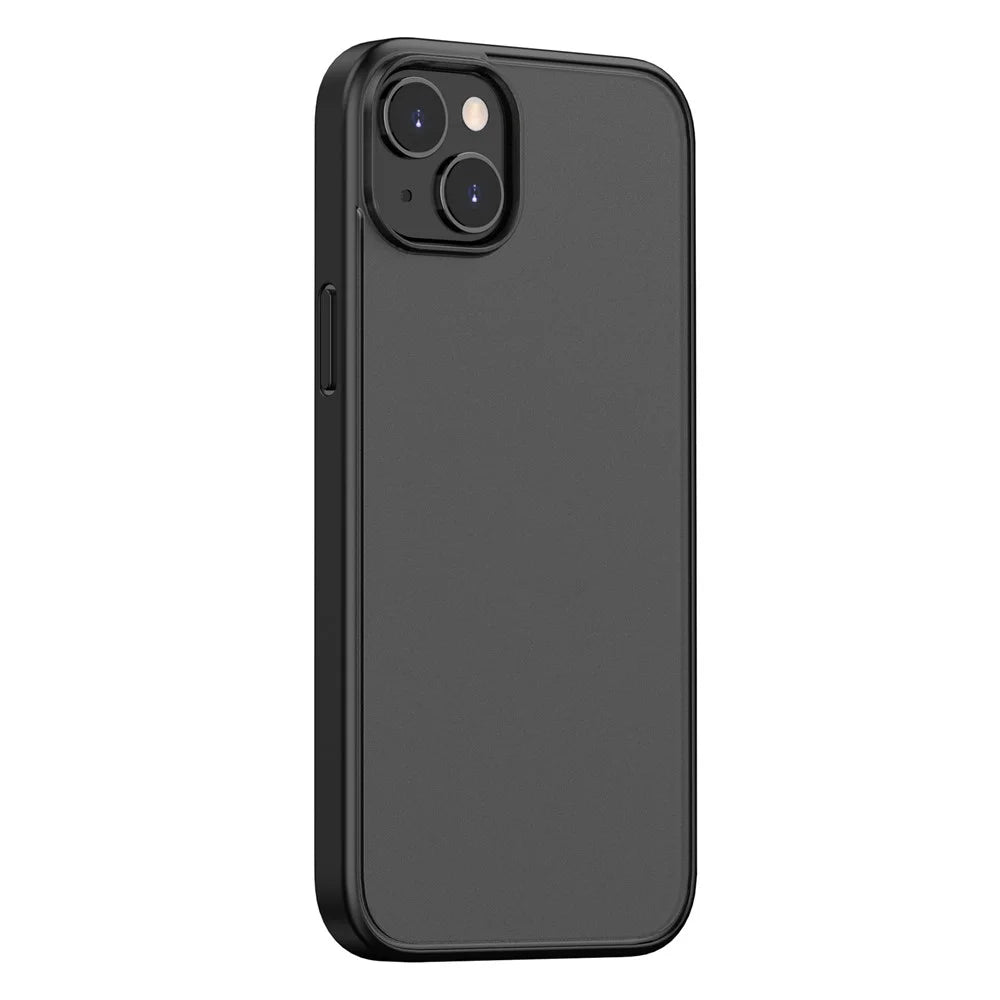 Magic Series Frosted Translucent Back Cover for iPhone 15 Plus , TPU + PC Anti-Fingerprint Phone Case - Black - 2