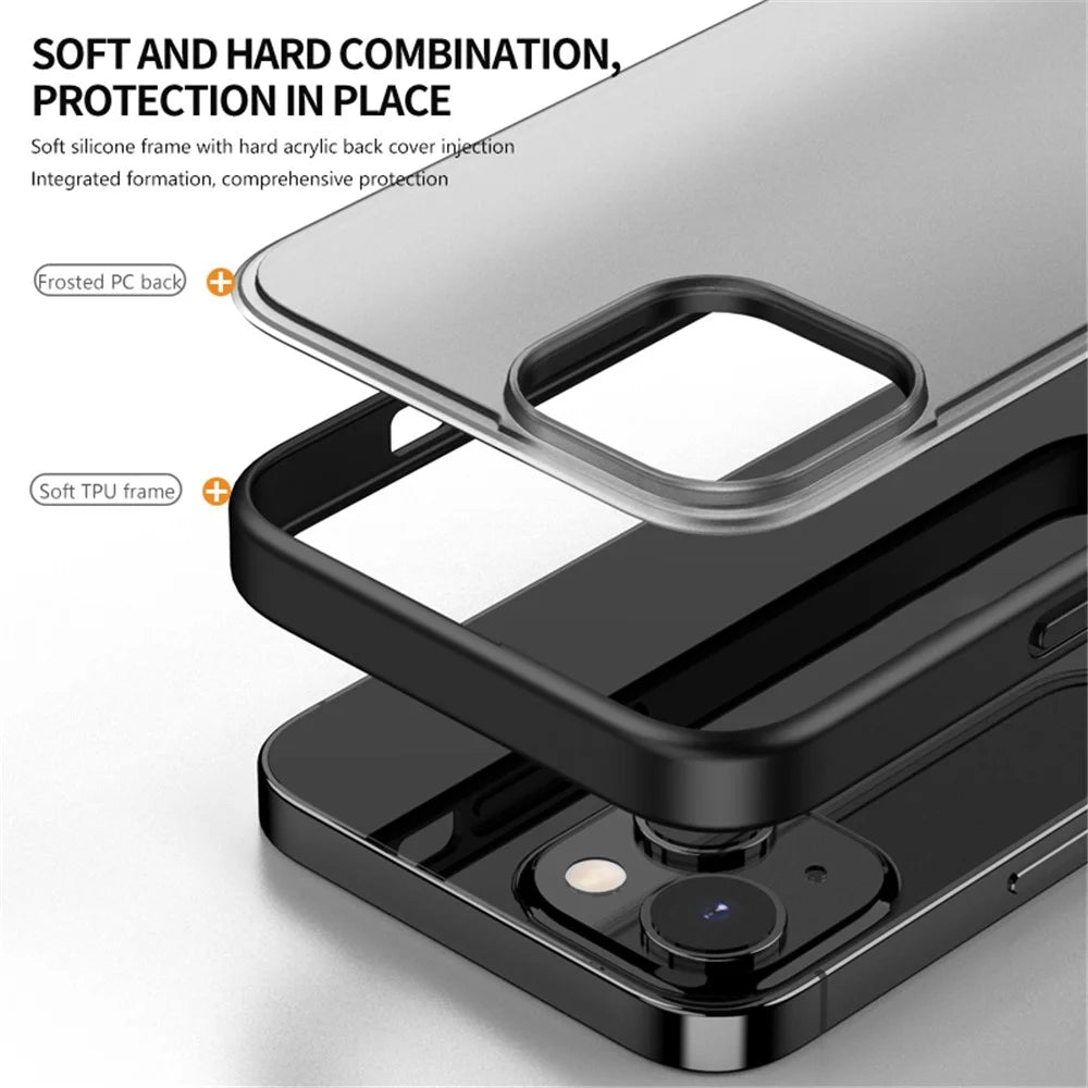 Magic Series Frosted Translucent Back Cover for iPhone 15 Plus , TPU + PC Anti-Fingerprint Phone Case - Black - 5