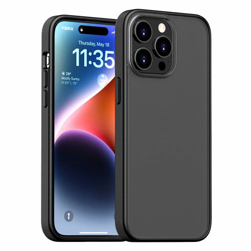 Magic Series TPU + PC Phone Case for iPhone 15 Pro Max , Translucent Matte Protective Cover - Black - 1
