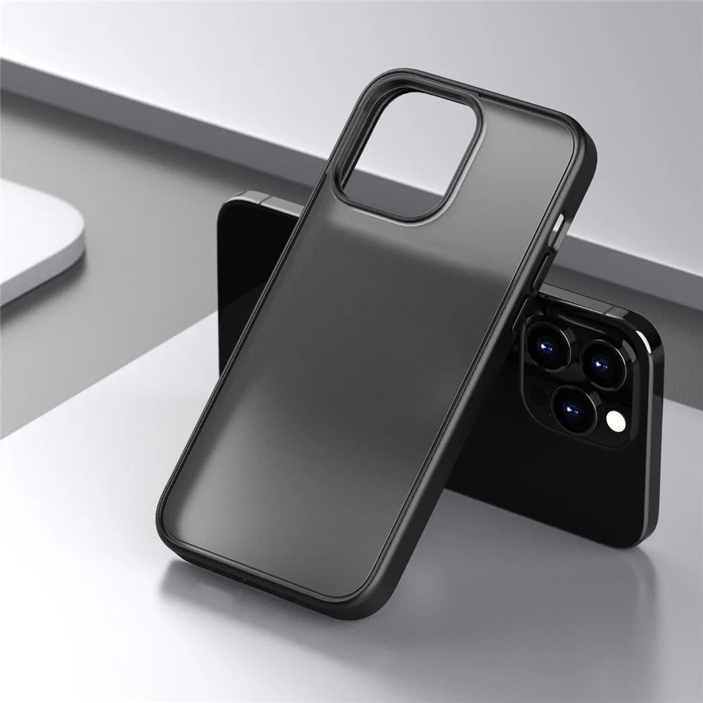 Magic Series TPU + PC Phone Case for iPhone 15 Pro Max , Translucent Matte Protective Cover - Black - 3