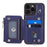009 Protection Cover for iPhone 15 Pro Max , RFID Blocking PU+TPU Case Kickstand Zipper Wallet Shell with Strap - Blue - 2