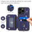 009 Protection Cover for iPhone 15 Pro Max , RFID Blocking PU+TPU Case Kickstand Zipper Wallet Shell with Strap - Blue - 7