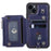 009 Cell Phone Case for iPhone 15 Plus , Kickstand Zipper Wallet RFID Blocking PU+TPU Cover with Strap - Blue - 2
