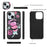 POLA Style 001 For iPhone 15 Plus Detachable Phone Case RFID Blocking Leather Wallet Flower Pattern Cover - Black - 6