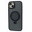 For iPhone 15 Plus Skin-touch Phone Case Kickstand Design TPU+PC+Magnet+Metal Shell Compatible with MagSafe - Black - 1