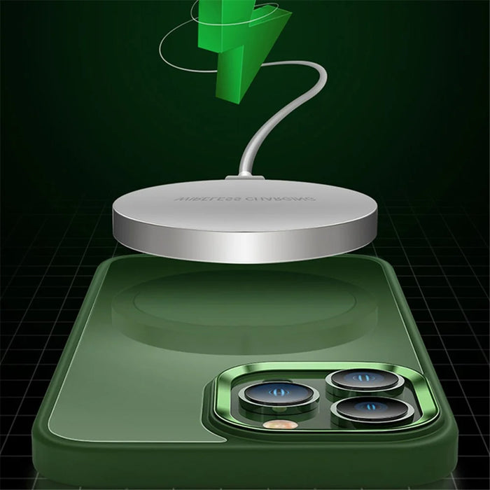 Crystal Clear PC+TPU Case for iPhone 15 Shockproof Slim Phone Cover with Metal Lens Frame - Green - 2