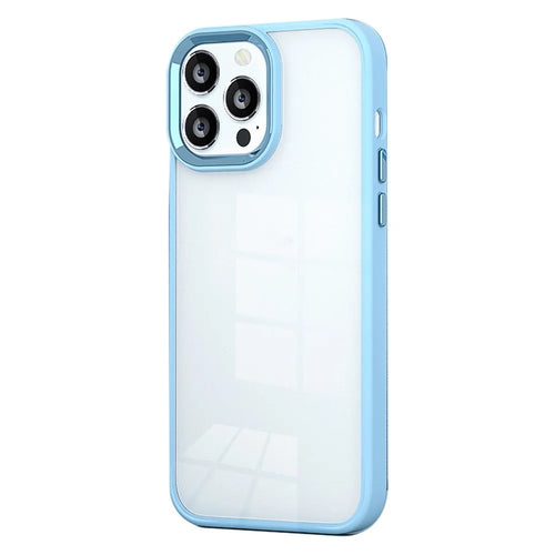 For iPhone 15 Candy Color TPU+PC Phone Case Skin-touch High Transparency Back Cover - Baby Blue - 1