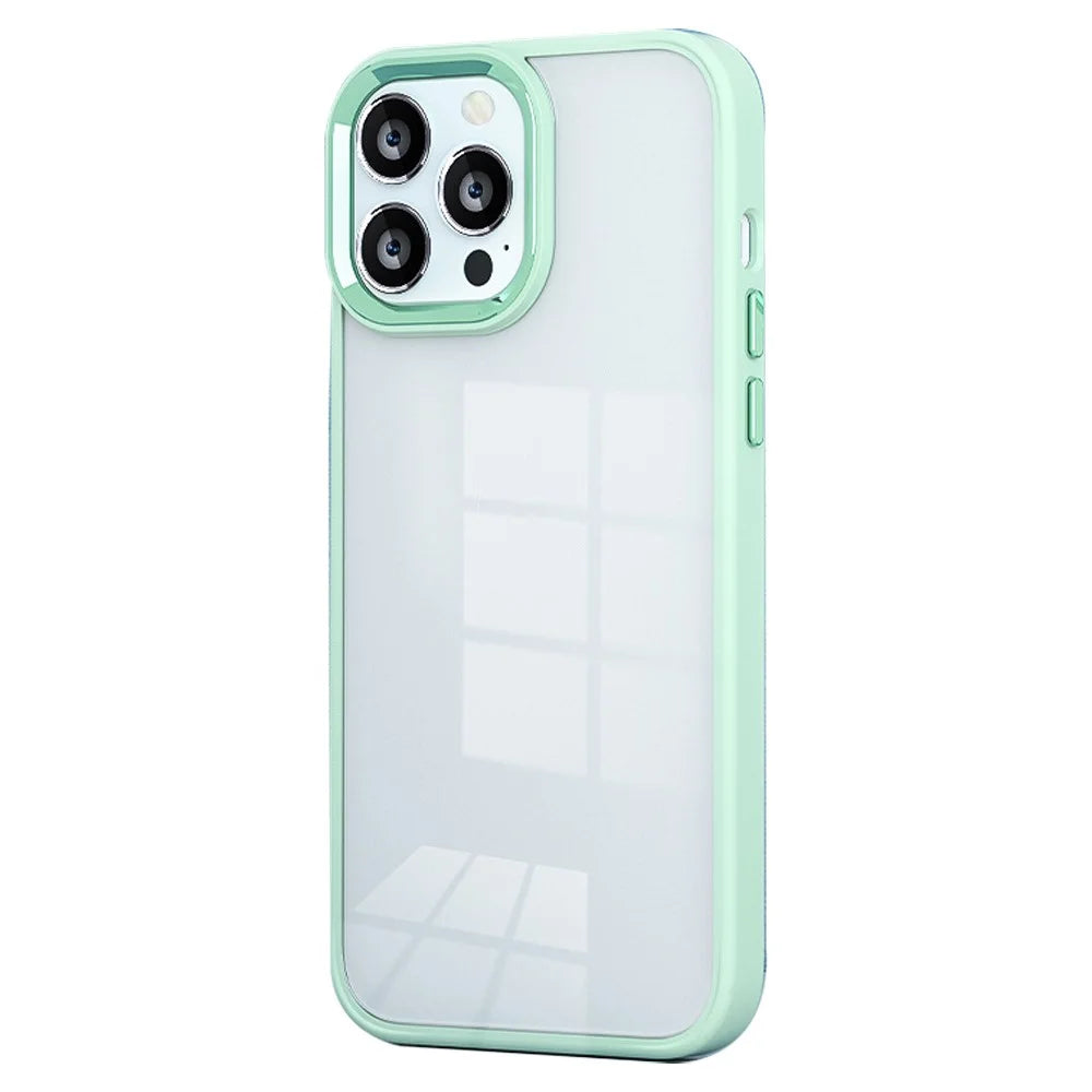 For iPhone 15 Plus Skin-touch Candy Color TPU+PC Phone Case High Transparency Back Cover - Light Green - 1