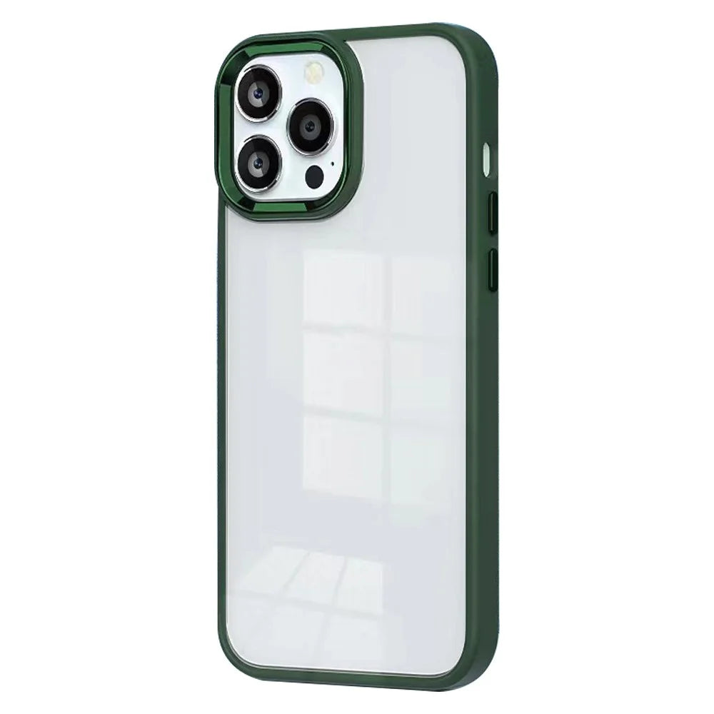 For iPhone 15 Pro Candy Color High Transparency TPU+PC Phone Case Skin-touch Anti-drop Back Cover - Dark Green - 1