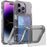 For iPhone 15 Pro Kickstand Card Holder Clear PC + TPU Phone Cover Dustproof Mobile Phone Case - Transparent Black - 1