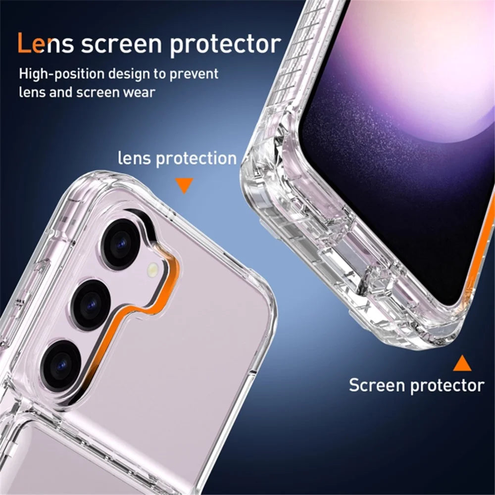 For Samsung Galaxy S23+ Clear PC + TPU Phone Cover Dustproof Mobile Phone Case with Kickstand Card Holder - Transparent Black - 2