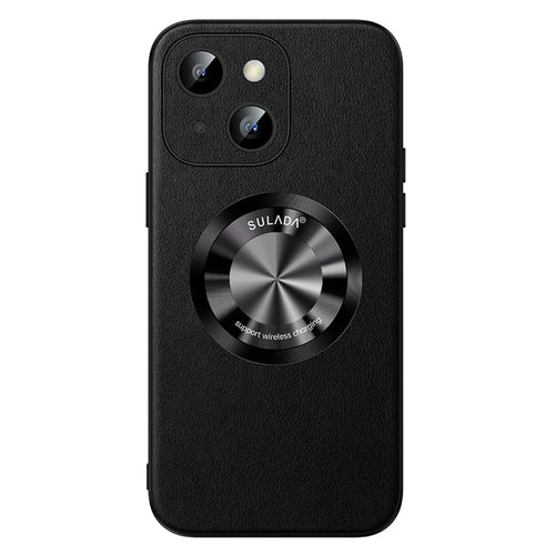 SULADA For iPhone 15 Plus Cowhide Texture PU Leather+TPU Case Anti-drop Phone Cover Compatible with MagSafe - Black - 1