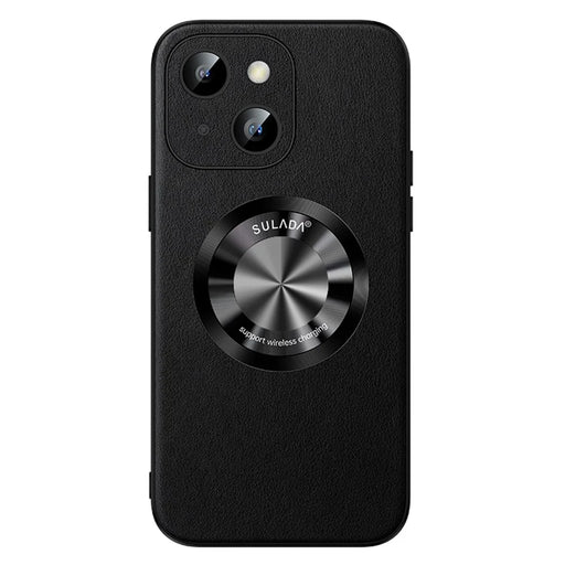 SULADA For iPhone 15 Plus Cowhide Texture PU Leather+TPU Case Anti-drop Phone Cover Compatible with MagSafe - Black - 1