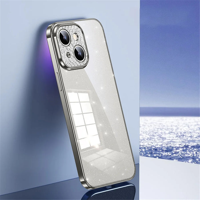 SULADA XingZuan Series Phone Case for iPhone 15 Plus , Glitter Rhinestone Decor Electroplating Soft TPU Back Cover - White - 2