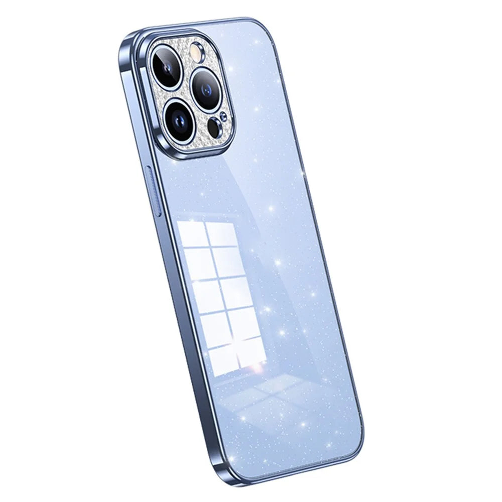 SULADA XingZuan Series Electroplating Case for iPhone 15 Pro Max , Glitter Rhinestone Decor Soft TPU Phone Back Cover - Blue - 1