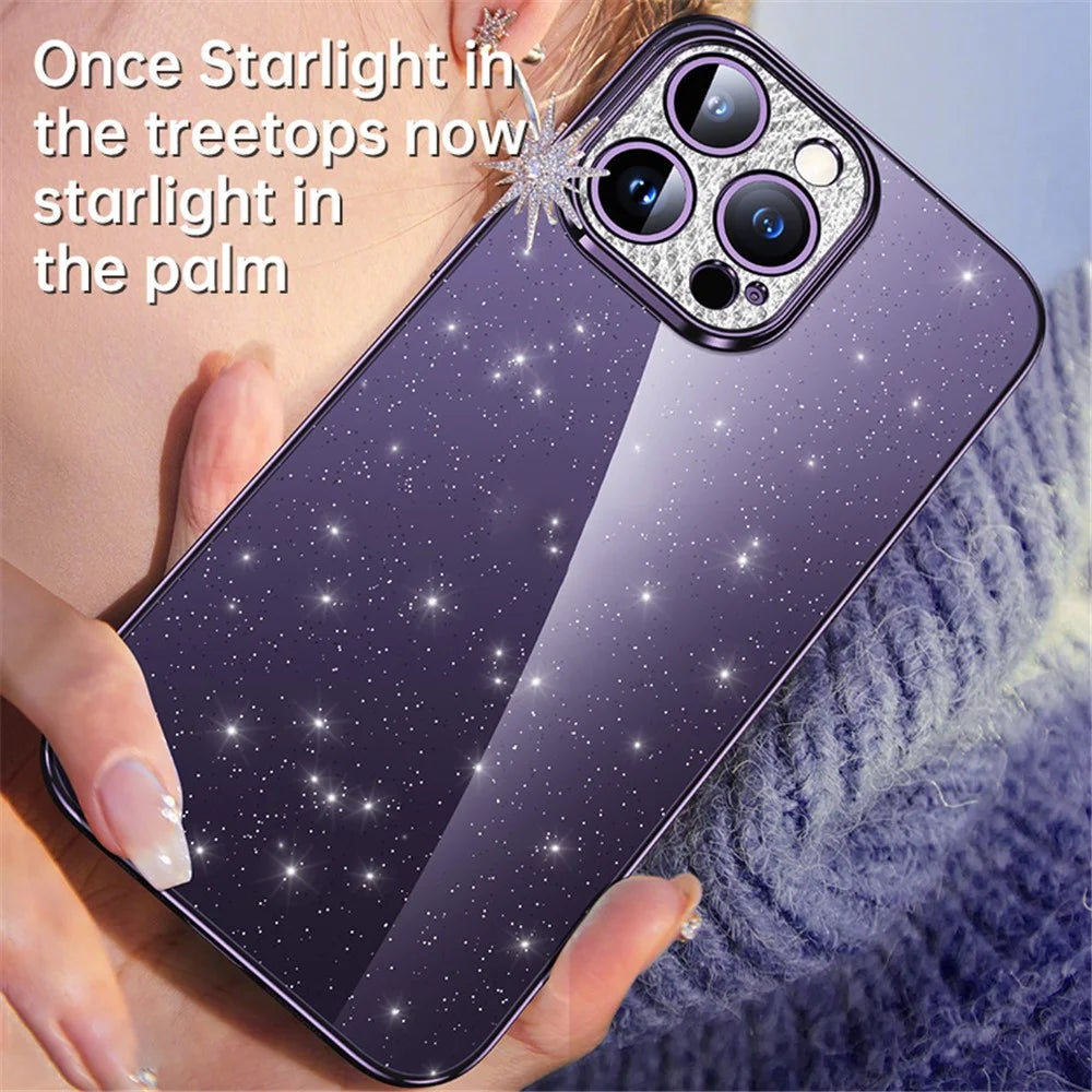 SULADA XingZuan Series Electroplating Case for iPhone 15 Pro Max , Glitter Rhinestone Decor Soft TPU Phone Back Cover - Blue - 2