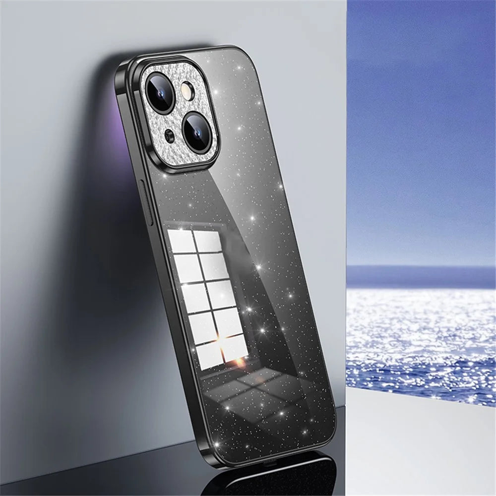 SULADA XingZuan Series For iPhone 15 Electroplating Case Glitter Rhinestone Decor Shockproof TPU Phone Back Cover - Black - 2