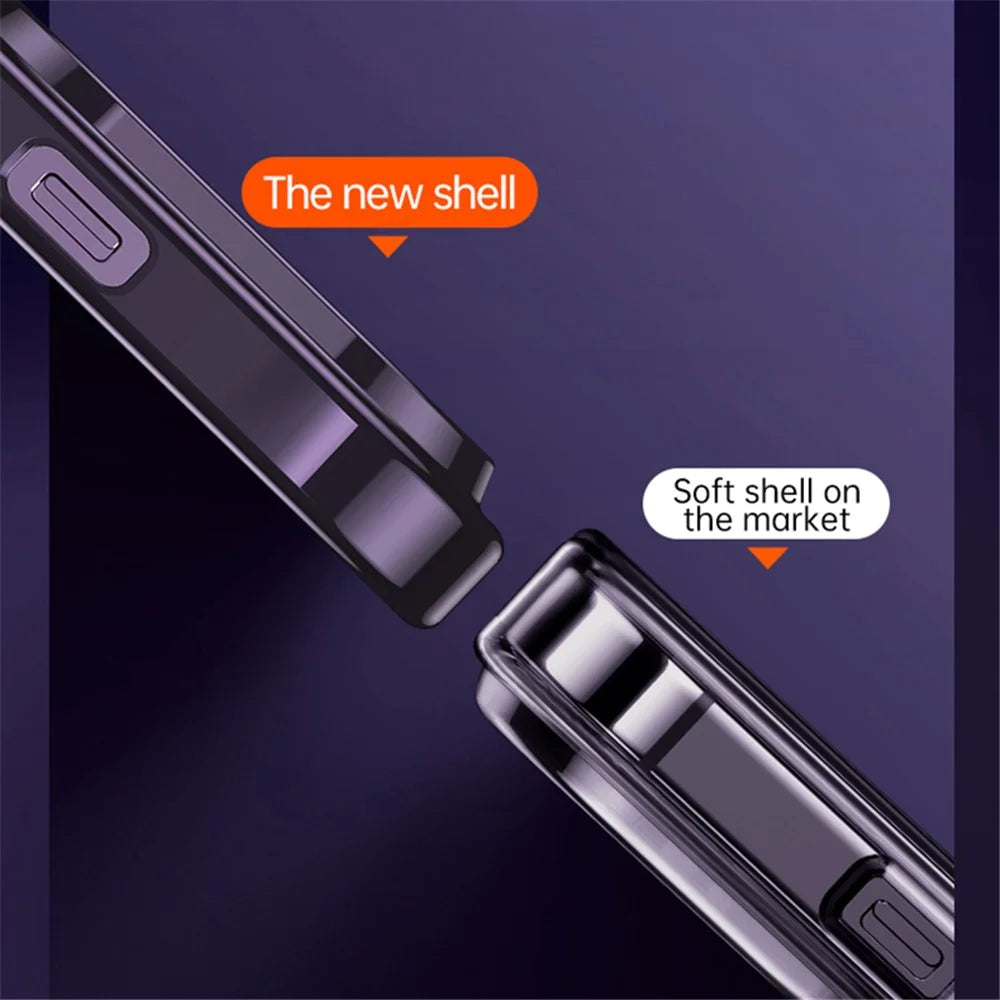 SULADA For iPhone 15 Drop Resistant Electroplating Straight Edge Clear Phone Case TPU Cover - Purple - 3