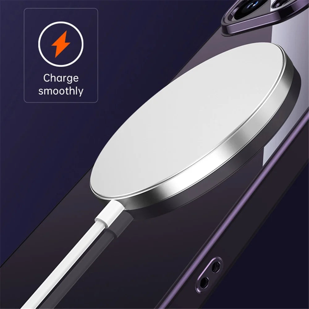 SULADA For iPhone 15 Drop Resistant Electroplating Straight Edge Clear Phone Case TPU Cover - Purple - 4