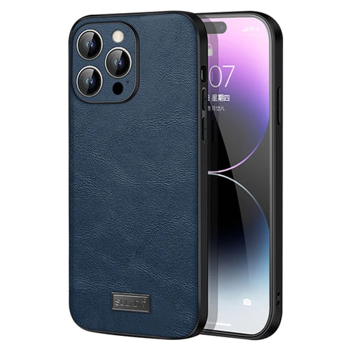SULADA For iPhone 15 Pro Max PU Leather+TPU+PC Phone Case Shockproof Back Cover - Blue - 1