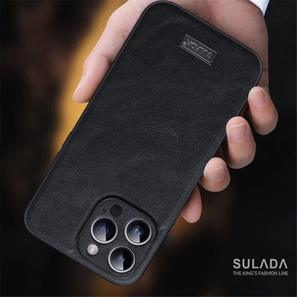 SULADA For iPhone 15 Pro Max PU Leather+TPU+PC Phone Case Shockproof Back Cover - Blue - 3