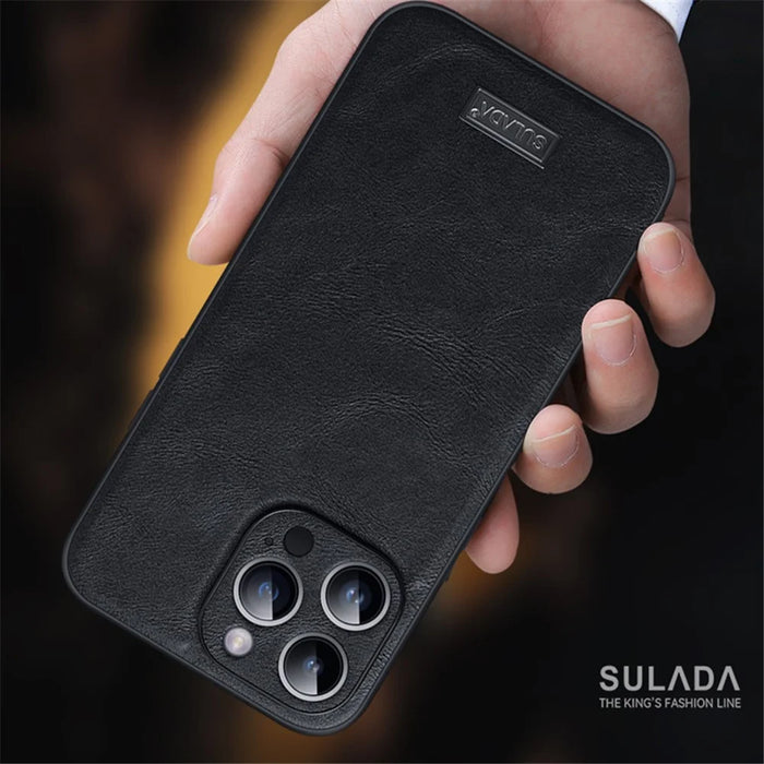 SULADA For iPhone 15 Pro Max PU Leather+TPU+PC Phone Case Shockproof Back Cover - Blue - 3