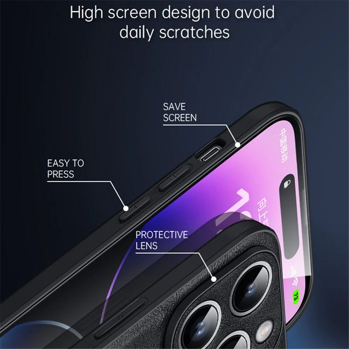SULADA For iPhone 15 Pro Max PU Leather+TPU+PC Phone Case Shockproof Back Cover - Blue - 5