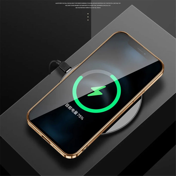 SULADA For iPhone 15 Pro Litchi Texture PU Leather Coated PC+TPU Phone Case Electroplated Back Cover - Orange - 4