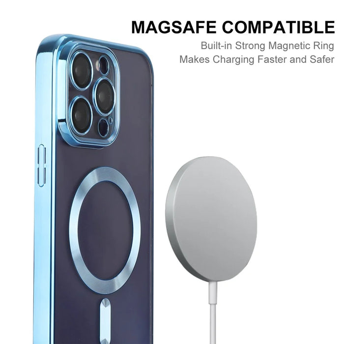 ENKAY HAT PRINCE For iPhone 15 Pro Max Anti-Drop Slim Case Compatible with MagSafe Lens Guard Electroplating TPU Phone Shell - Dark Blue - 2