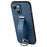 SULADA Fashion Series for iPhone 15 Crazy Horse Texture PC+PC+TPU Phone Case with Strap Kickstand - Blue - 1