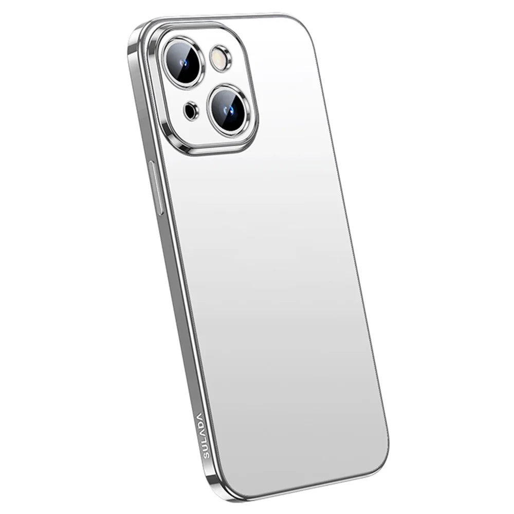 For iPhone 15 Plus Electroplating TPU Case Anti-Drop AG Matte Phone Cover Shockproof Phone Shell - Silver - 1