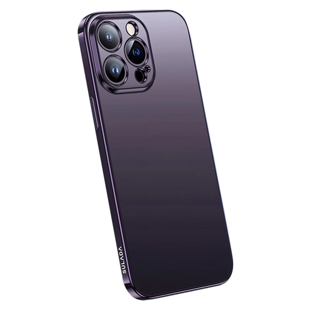 Protective TPU Case for iPhone 15 Pro Electroplating Anti-Scratch Phone Cover AG Matte Phone Case - Purple - 1
