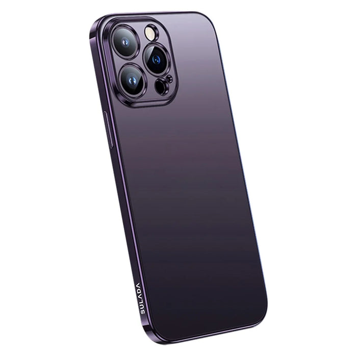 Protective TPU Case for iPhone 15 Pro Electroplating Anti-Scratch Phone Cover AG Matte Phone Case - Purple - 1