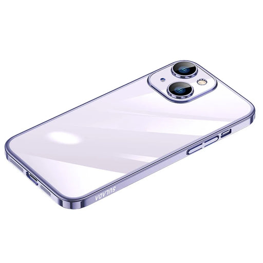 SULADA JINGJIA Series for iPhone 15 Tempered Glass Camera Lens Film Phone Case Hard PC Electroplating Clear Phone Cover - Purple - 1