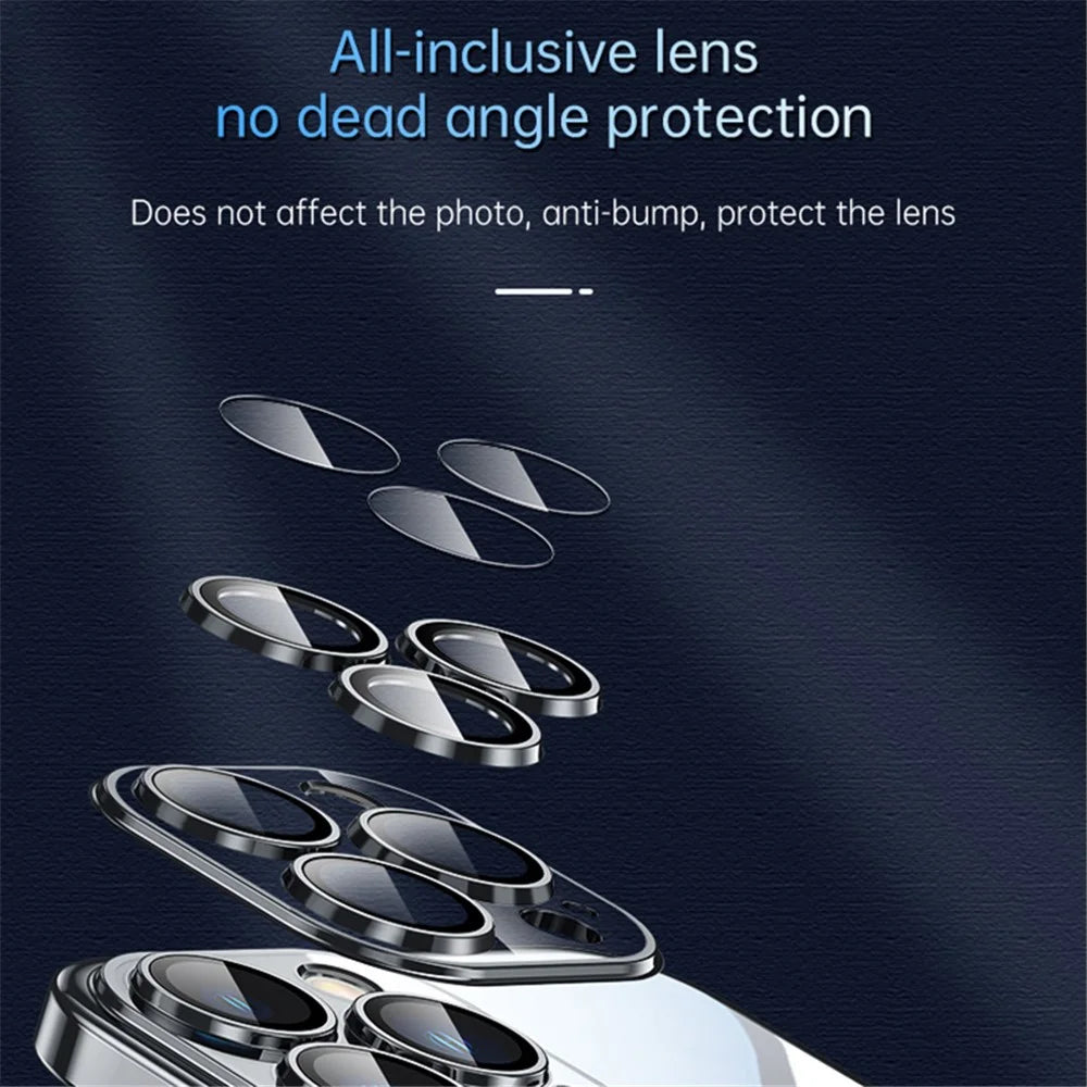 SULADA JINGJIA Series Clear Phone Cover for iPhone 15 Pro Tempered Glass Lens Film Electroplating Hard PC Phone Case - Black - 3