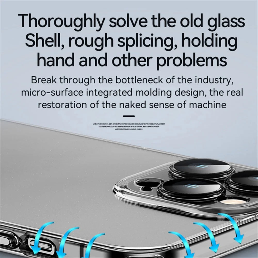 SULADA Crystal Steel Series for iPhone 15 Pro Max TPU+Tempered Glass Clear Case Anti-Drop Phone Cover - Transparent Blue - 3