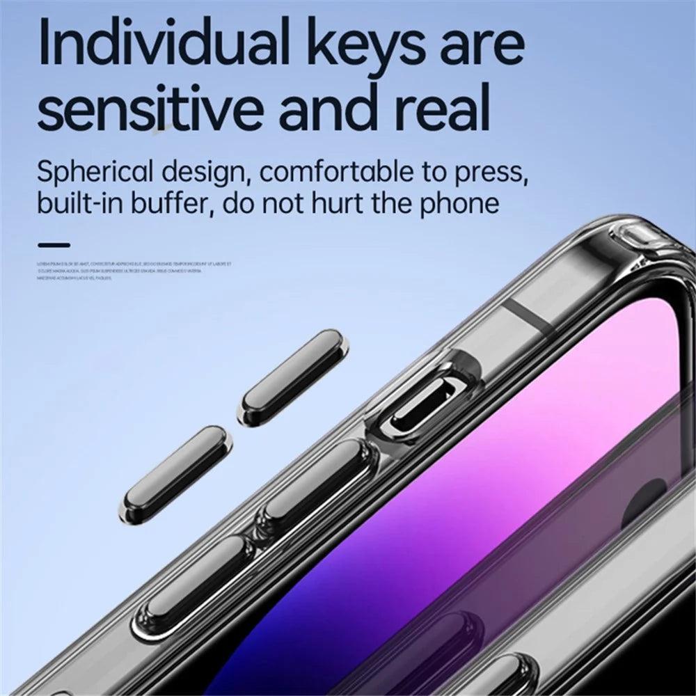 SULADA Crystal Steel Series for iPhone 15 Pro Shockproof Clear Case TPU+Tempered Glass Slim Phone Cover - Transparent Blue - 6