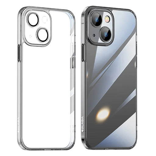 SULADA Crystal Steel Series TPU+Tempered Glass Clear Case for iPhone 15 Plus Anti-Scratch Protective Phone Cover - Transparent Black - 1