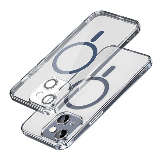 SULADA for iPhone 15 Plus Slim Case Compatible with MagSafe TPU+PC Cover with Lens Film - Transparent Blue - 1
