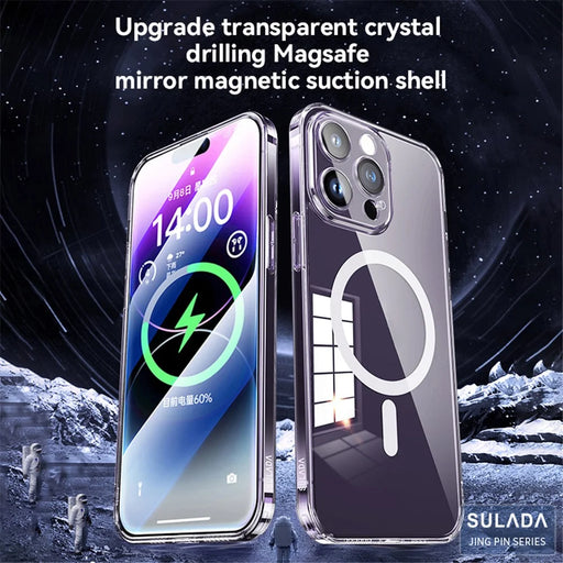 SULADA TPU+PC Case for iPhone 15 Pro Compatible with MagSafe Anti-Drop Phone Cover with Lens Film - Transparent Black - 2