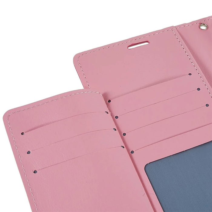 MERCURY GOOSPERY For iPhone 15 Plus Wallet Leather Phone Case Metal Magnetic Clasp Phone Cover - Rose - 7